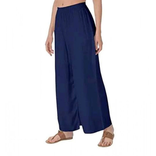 Women'S Casual Rayon Solid Ankle Length Palazzo (Navy Blue , F