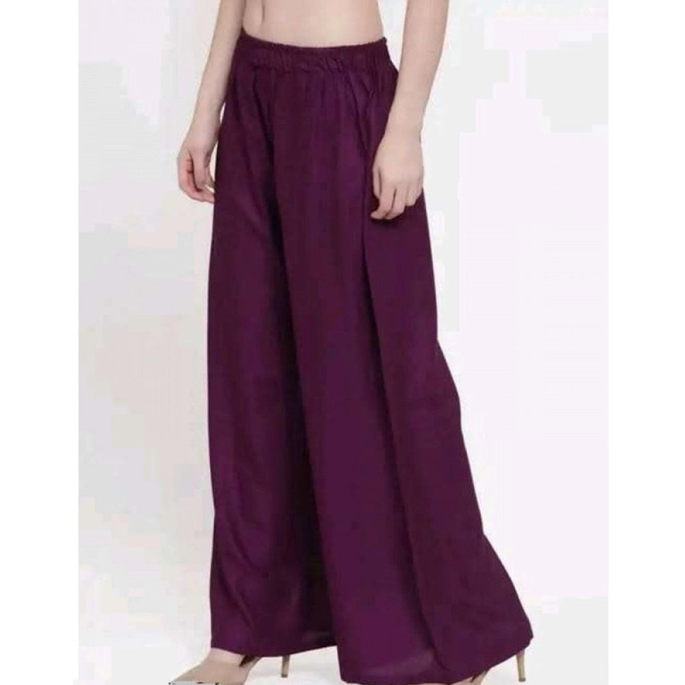Women'S Casual Rayon Solid Ankle Length Palazzo (Purple, Free