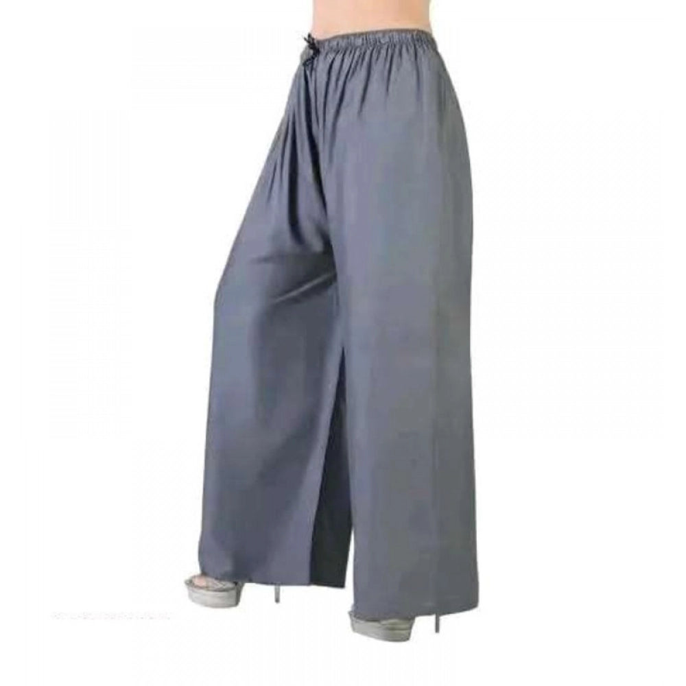 Women'S Casual Rayon Solid Ankle Length Palazzo (Grey, Free Si