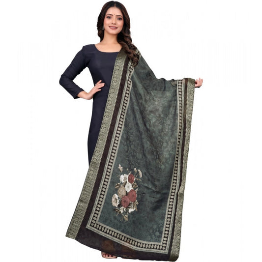 Women's chanderi silk Printed Dupatta (Black, Length: 2 Mtr) - VANSHELLE