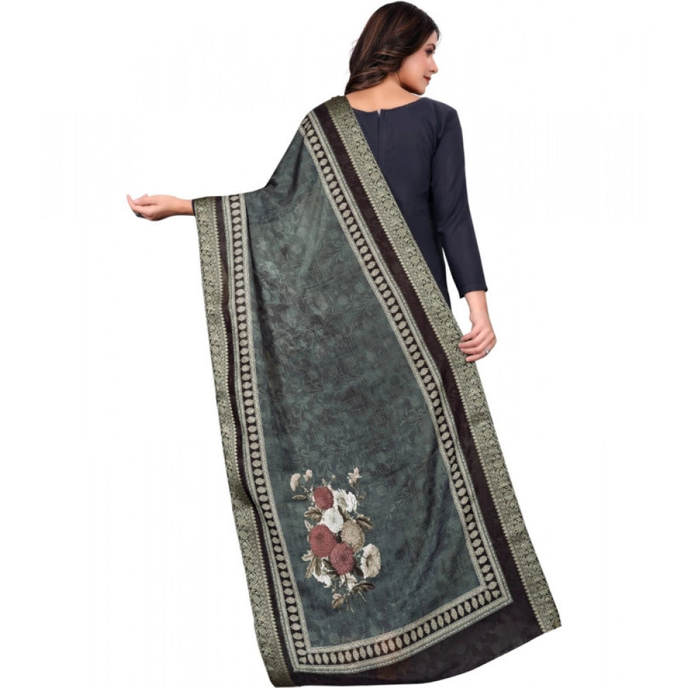 Women's chanderi silk Printed Dupatta (Black, Length: 2 Mtr) - VANSHELLE