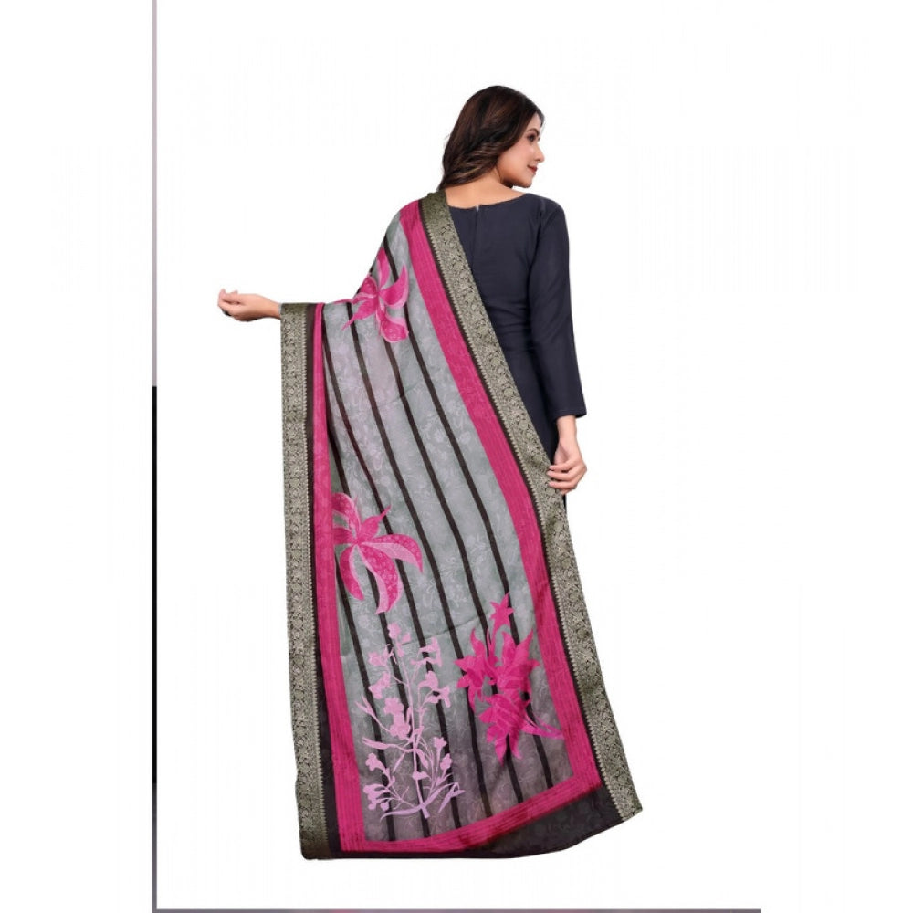 Women's chanderi silk Printed Dupatta (Black, Length: 2 Mtr) - VANSHELLE