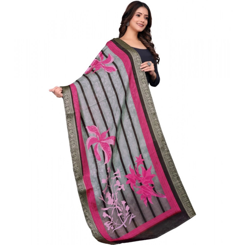 Women's chanderi silk Printed Dupatta (Black, Length: 2 Mtr) - VANSHELLE
