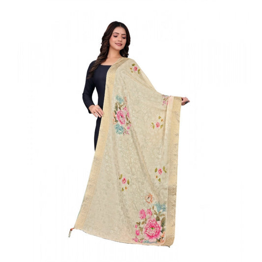 Women's chanderi silk Printed Dupatta (Beige, Length: 2 Mtr) - VANSHELLE