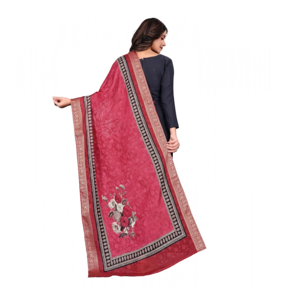 Women's chanderi silk Printed Dupatta (Red, Length: 2 Mtr) - VANSHELLE