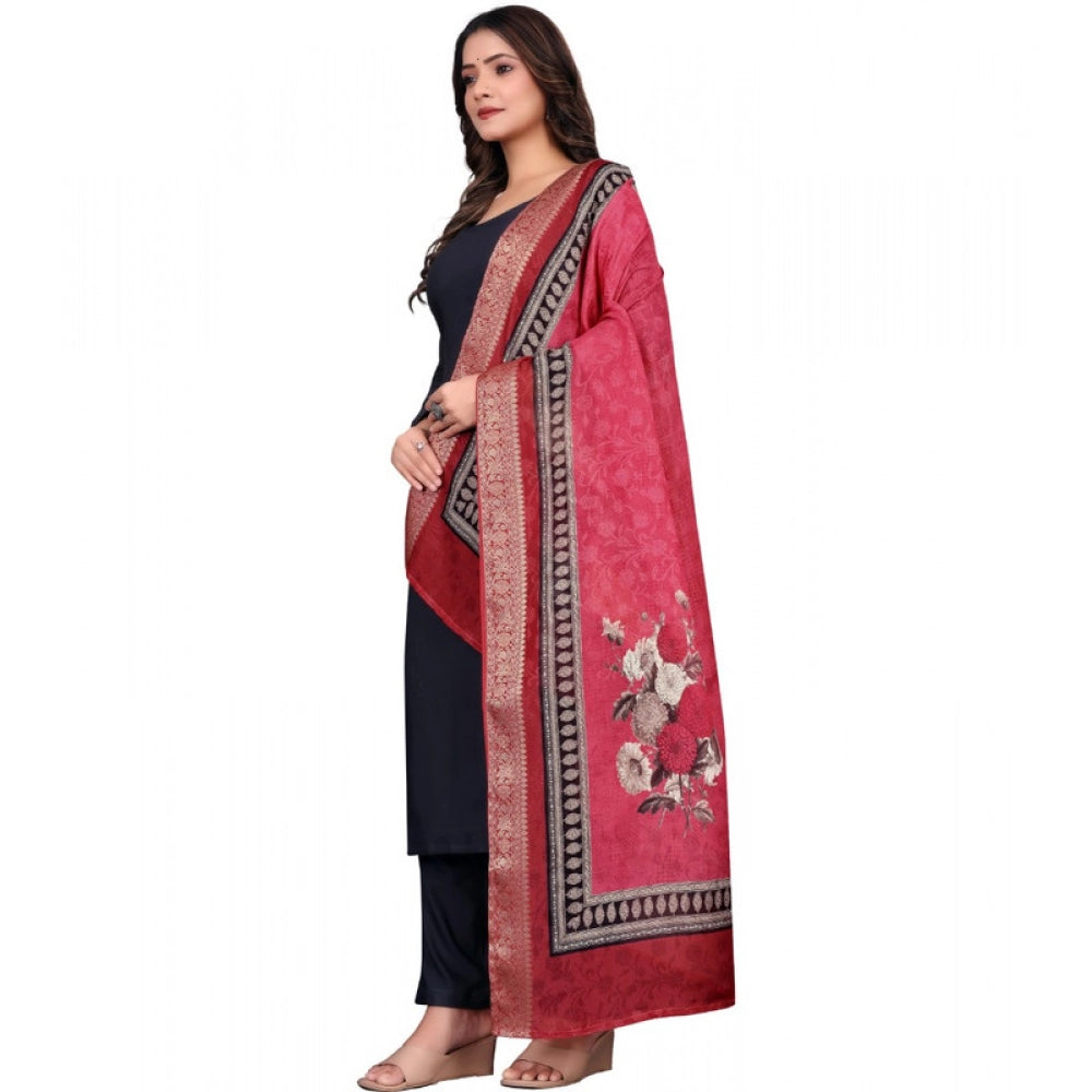 Women's chanderi silk Printed Dupatta (Red, Length: 2 Mtr) - VANSHELLE