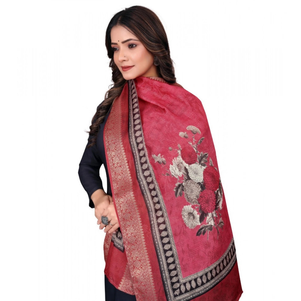 Women's chanderi silk Printed Dupatta (Red, Length: 2 Mtr) - VANSHELLE