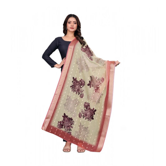 Women's chanderi silk Printed Dupatta (Beige, Length: 2 Mtr) - VANSHELLE