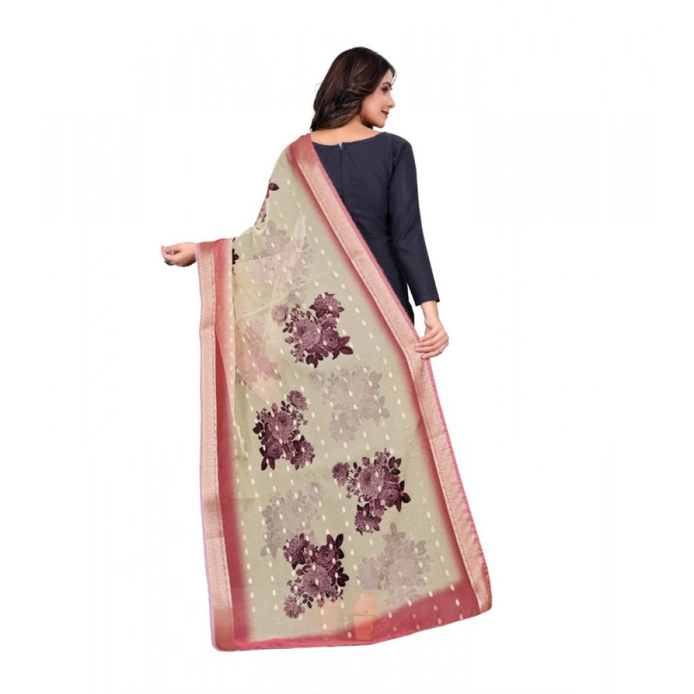 Women's chanderi silk Printed Dupatta (Beige, Length: 2 Mtr) - VANSHELLE