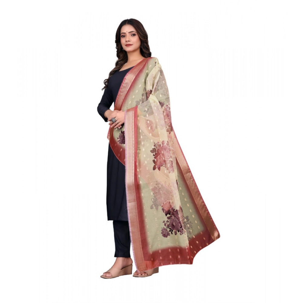 Women's chanderi silk Printed Dupatta (Beige, Length: 2 Mtr) - VANSHELLE