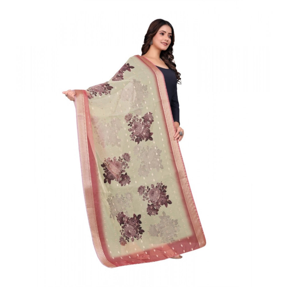 Women's chanderi silk Printed Dupatta (Beige, Length: 2 Mtr) - VANSHELLE