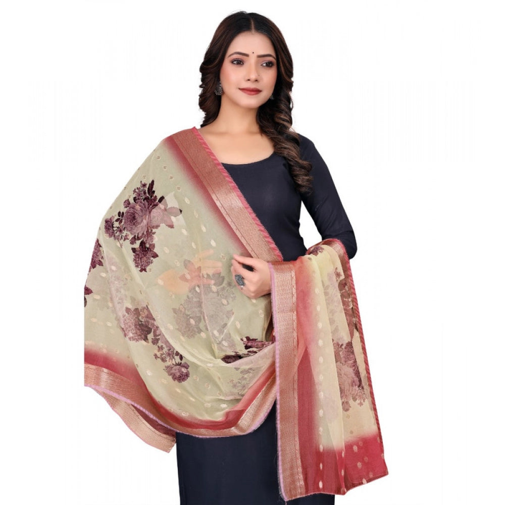 Women's chanderi silk Printed Dupatta (Beige, Length: 2 Mtr) - VANSHELLE