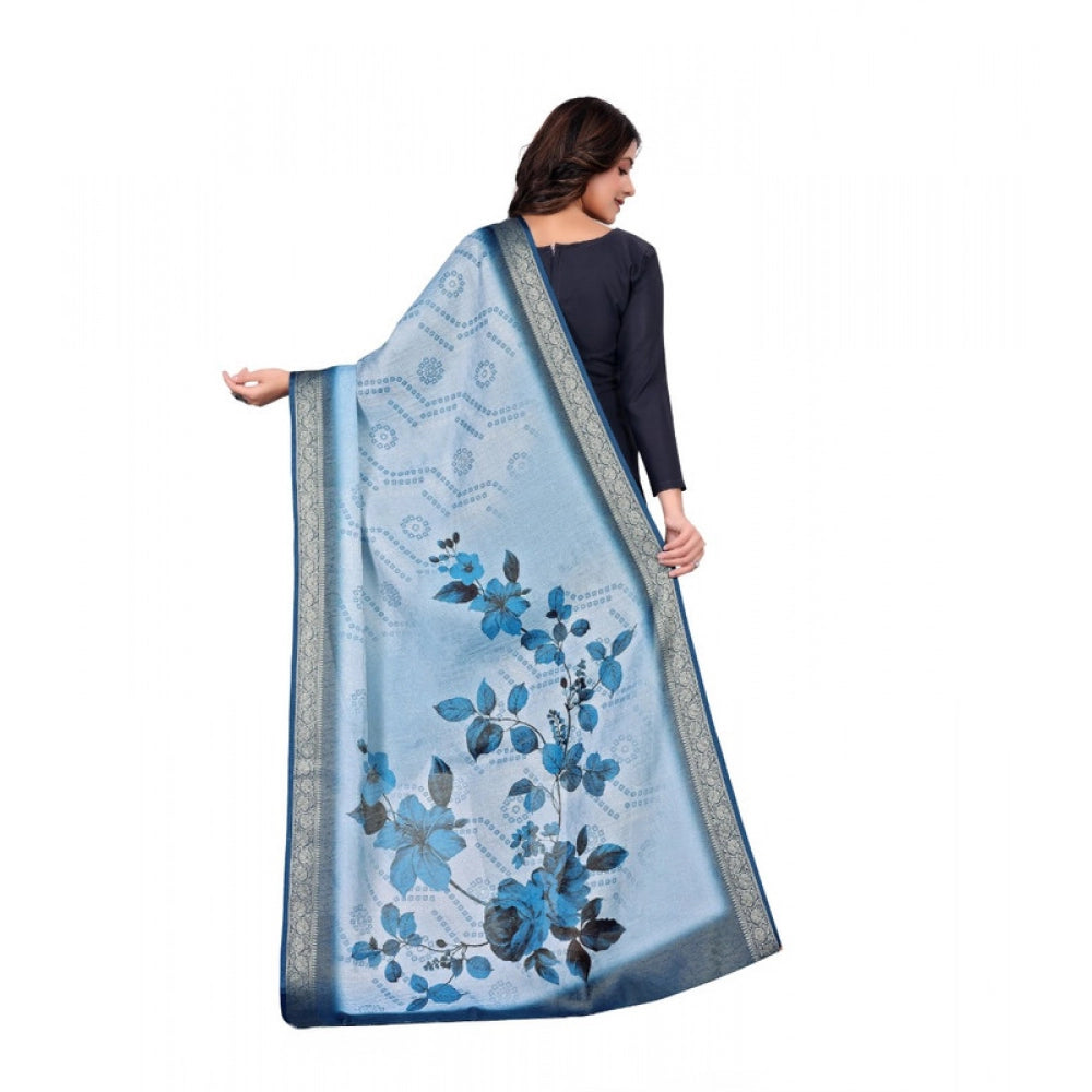 Women's chanderi silk Printed Dupatta (Blue, Length: 2 Mtr) - VANSHELLE
