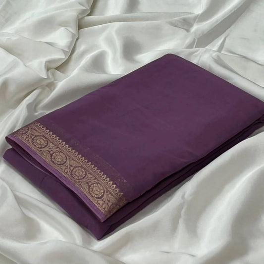 Women'S Crepe Chit Pallu Solid Saree With Unstitched Blouse 5.