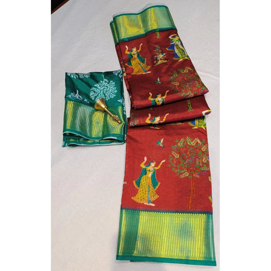 Women'S Digital Dolla Silk Printed Saree With Unstitched Blous