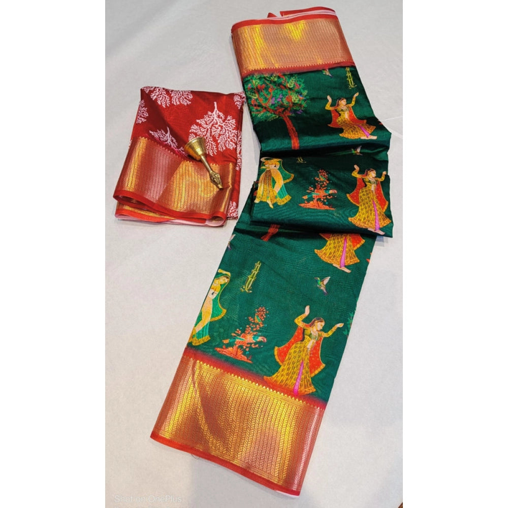 Women'S Digital Dolla Silk Printed Saree With Unstitched Blous