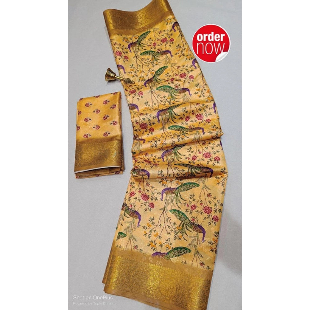 Women'S Digital Dolla Silk Printed Saree With Unstitched Blous