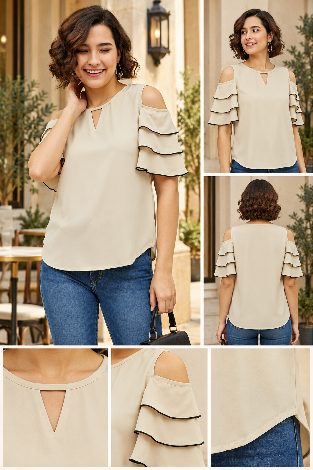 Tiered Cold Shoulder Top