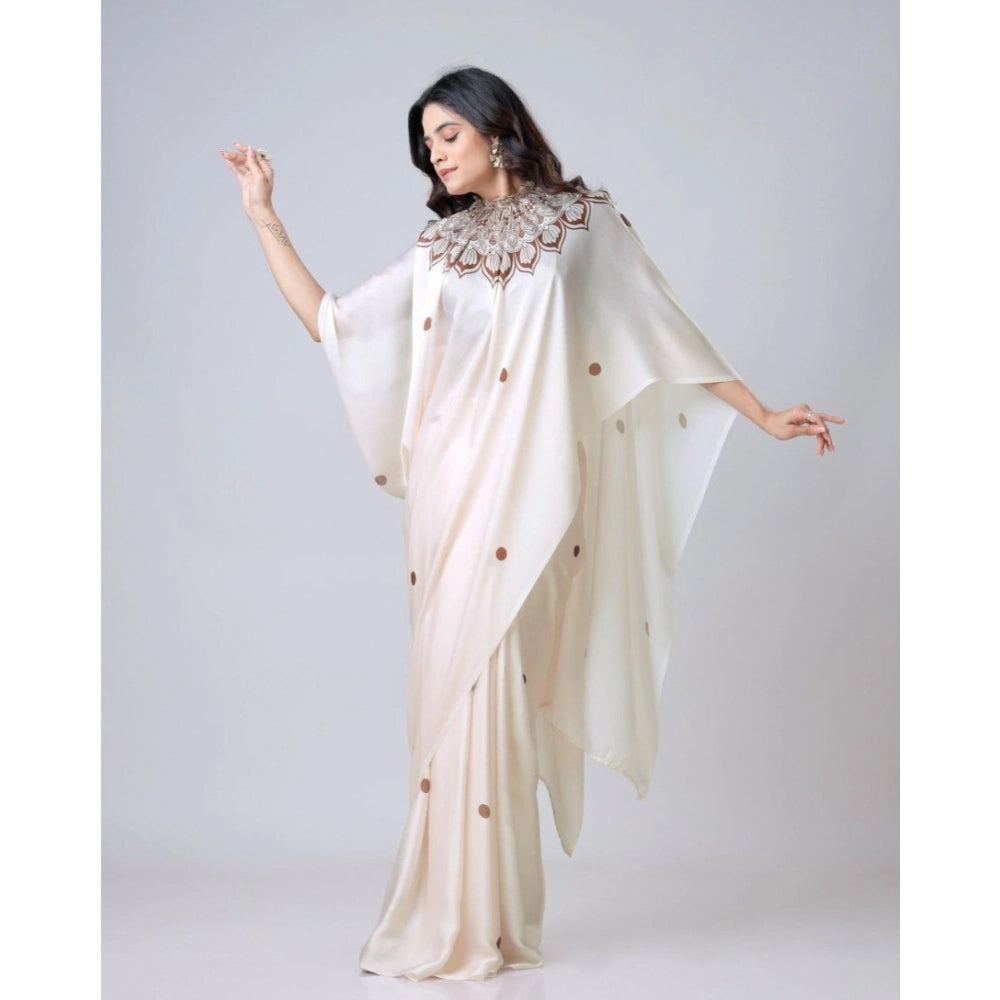 Women'S Soft Crepe Silk Printed Ready To Wear Saree With Unsti