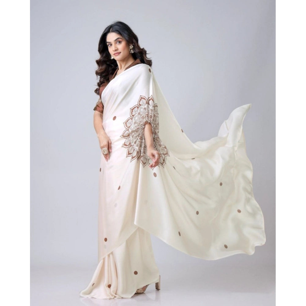 Women'S Soft Crepe Silk Printed Ready To Wear Saree With Unsti
