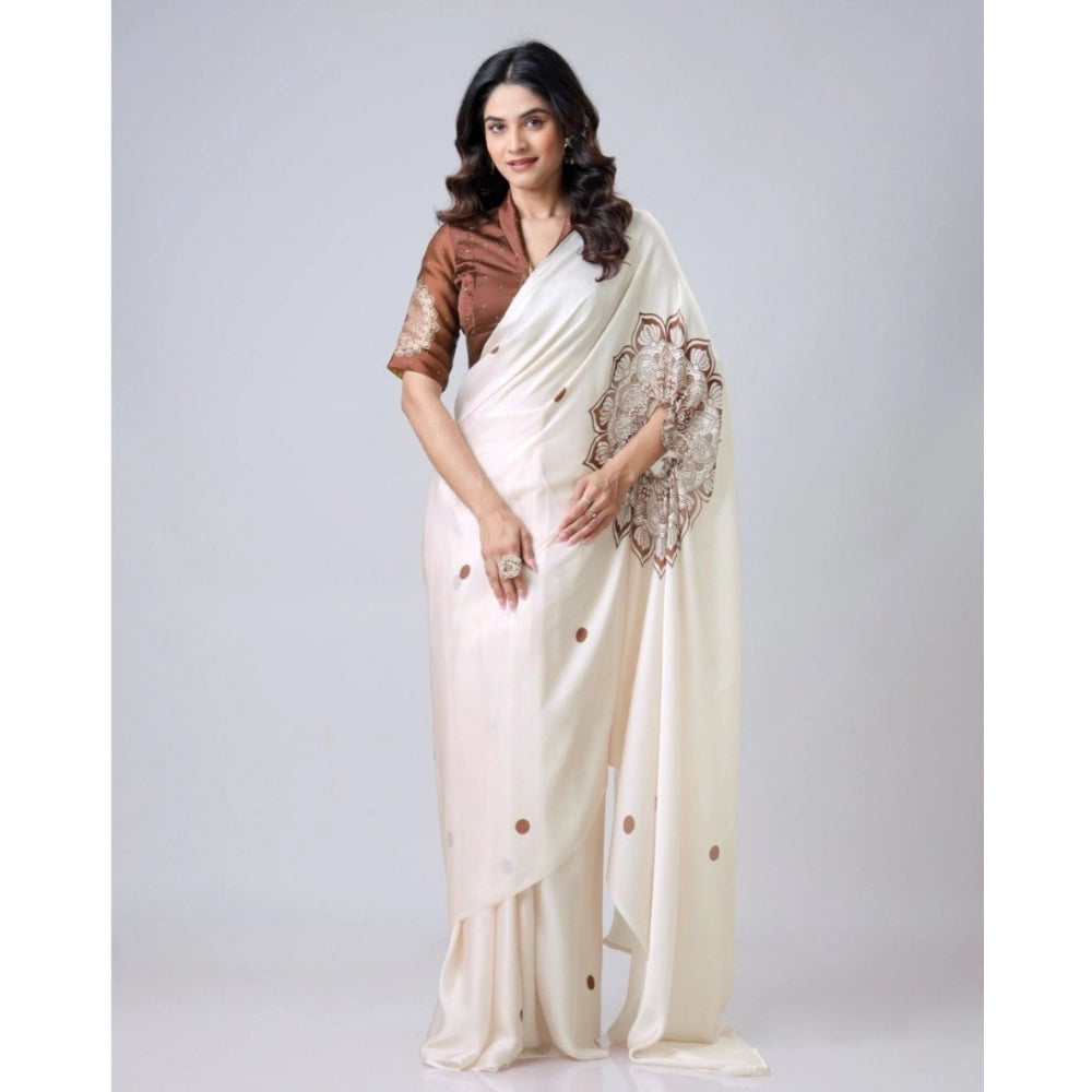 Women'S Soft Crepe Silk Printed Ready To Wear Saree With Unsti