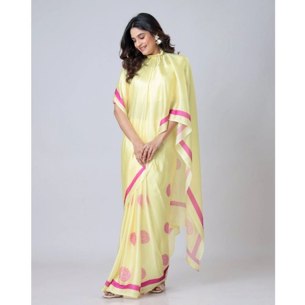 Women'S Soft Crepe Silk Printed Ready To Wear Saree With Unsti