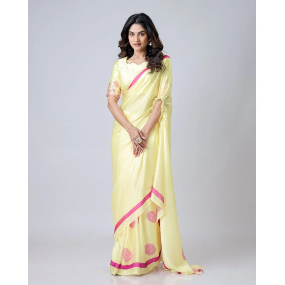 Women'S Soft Crepe Silk Printed Ready To Wear Saree With Unsti