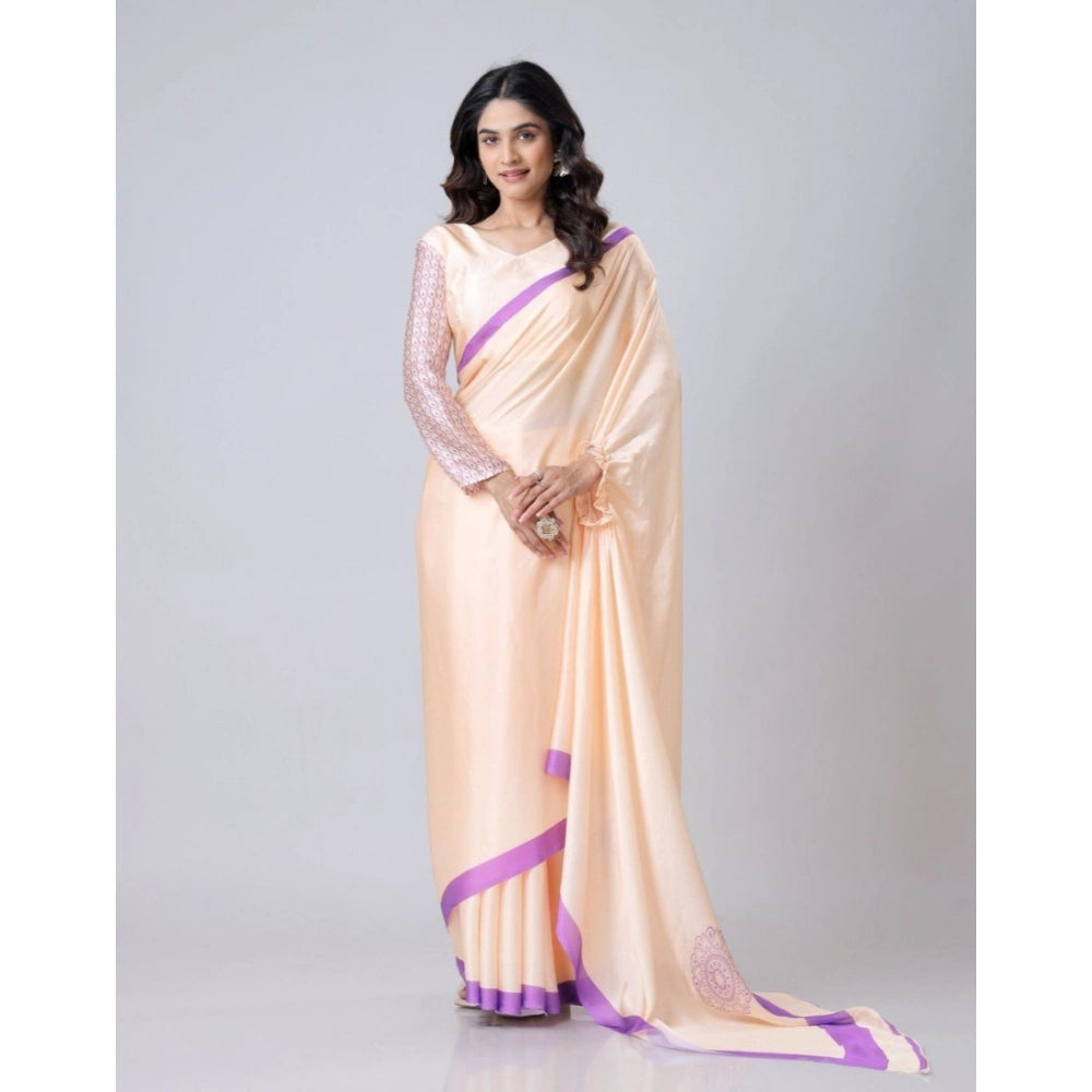 Women'S Soft Crepe Silk Printed Ready To Wear Saree With Unsti