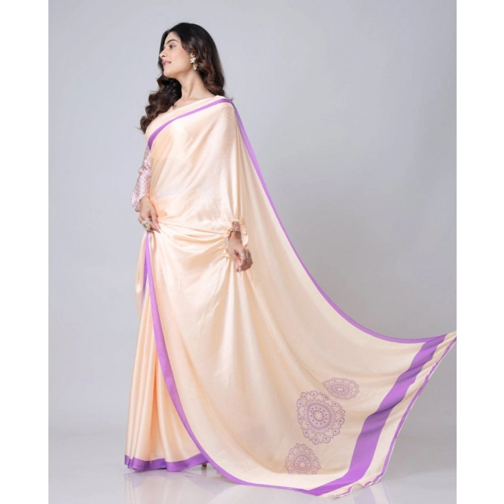 Women'S Soft Crepe Silk Printed Ready To Wear Saree With Unsti