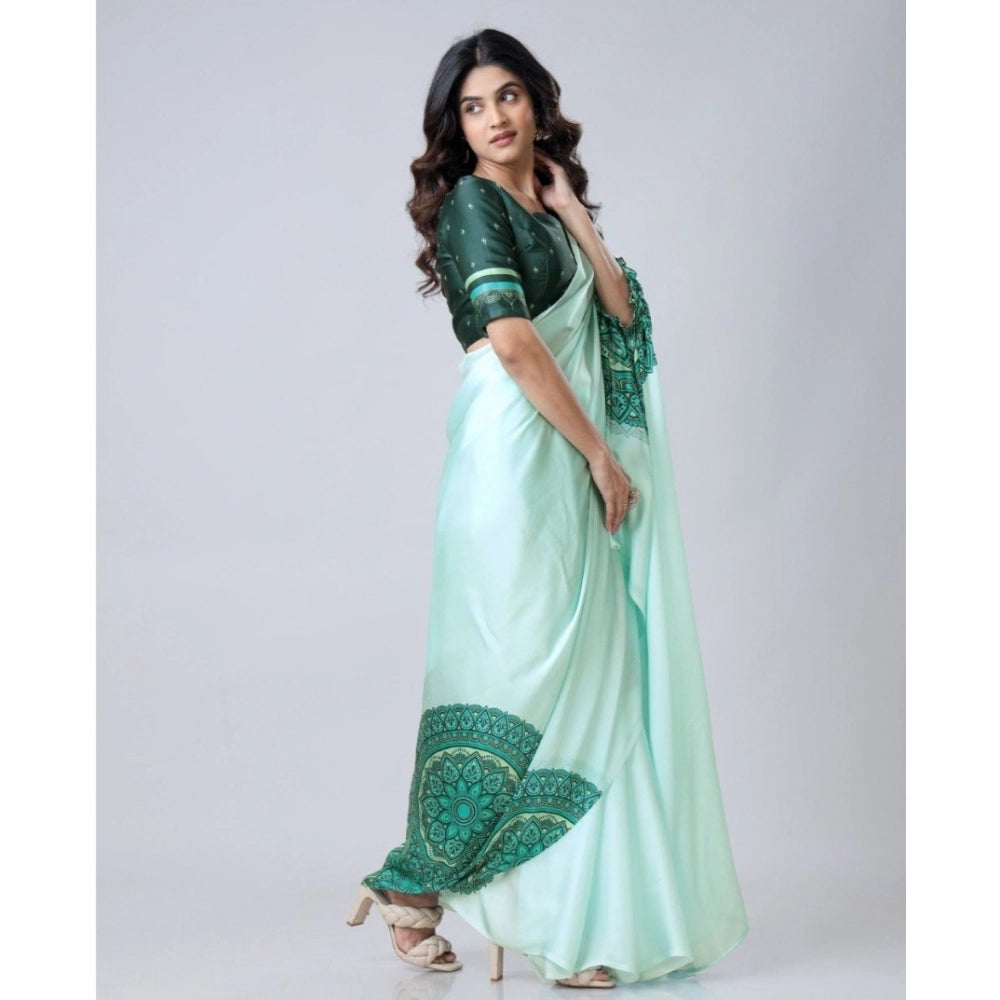 Women'S Soft Crepe Silk Printed Ready To Wear Saree With Unsti