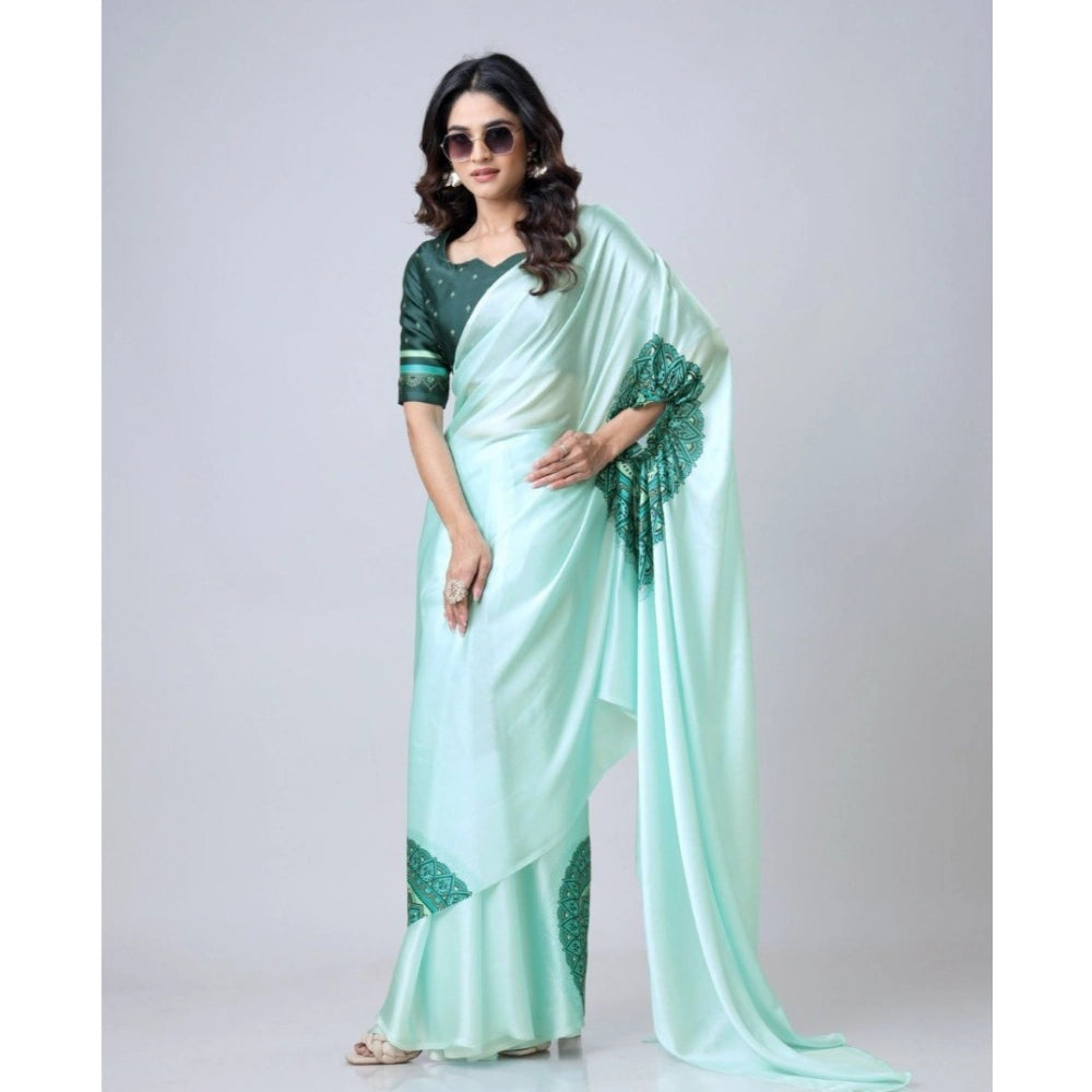 Women'S Soft Crepe Silk Printed Ready To Wear Saree With Unsti