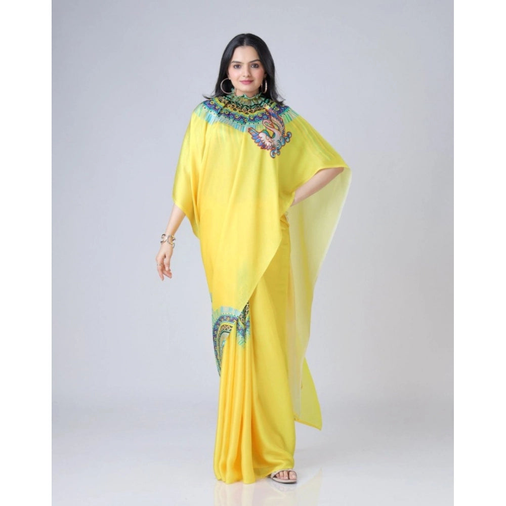 Women'S Soft Crepe Silk Printed Ready To Wear Saree With Unsti