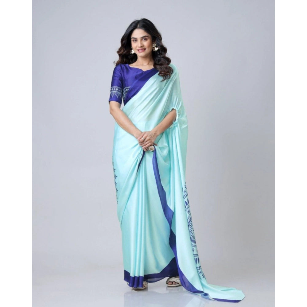 Women'S Soft Crepe Silk Printed Ready To Wear Saree With Unsti