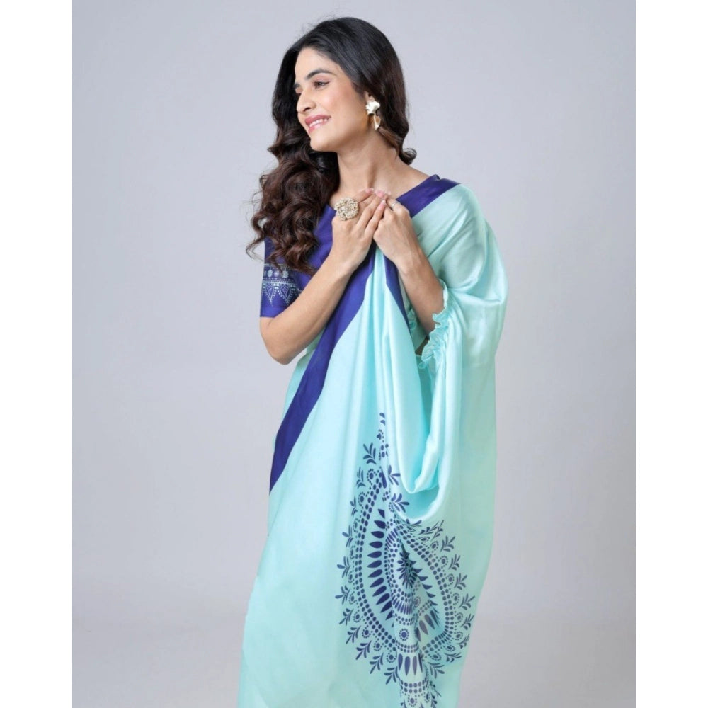 Women'S Soft Crepe Silk Printed Ready To Wear Saree With Unsti