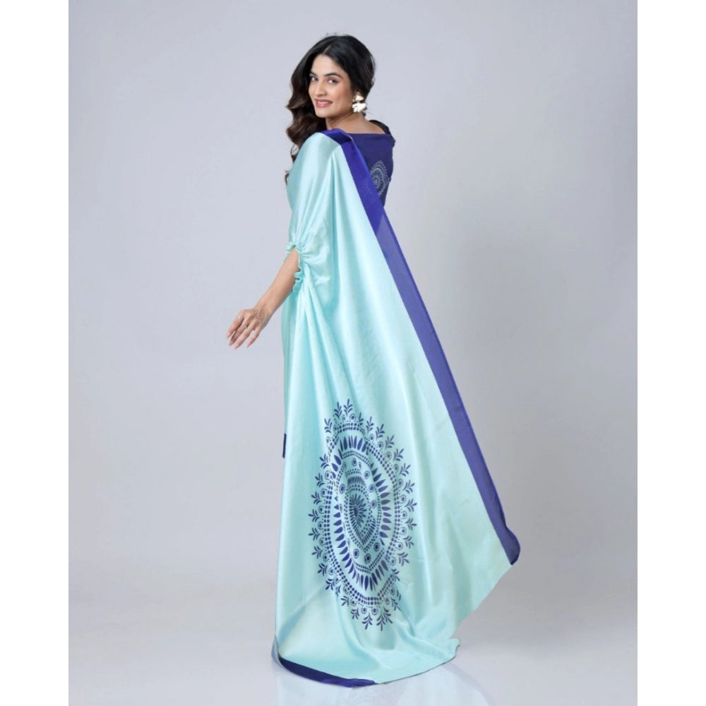 Women'S Soft Crepe Silk Printed Ready To Wear Saree With Unsti