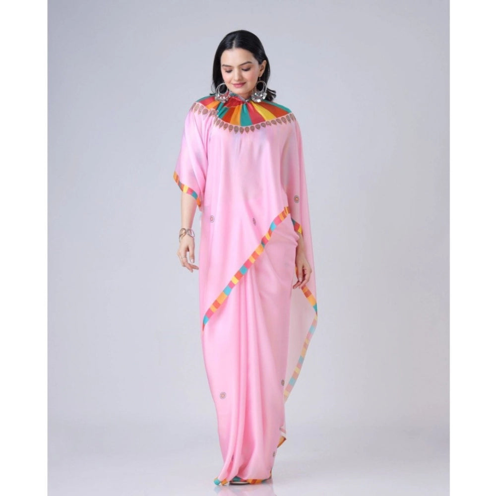 Women'S Soft Crepe Silk Printed Ready To Wear Saree With Unsti