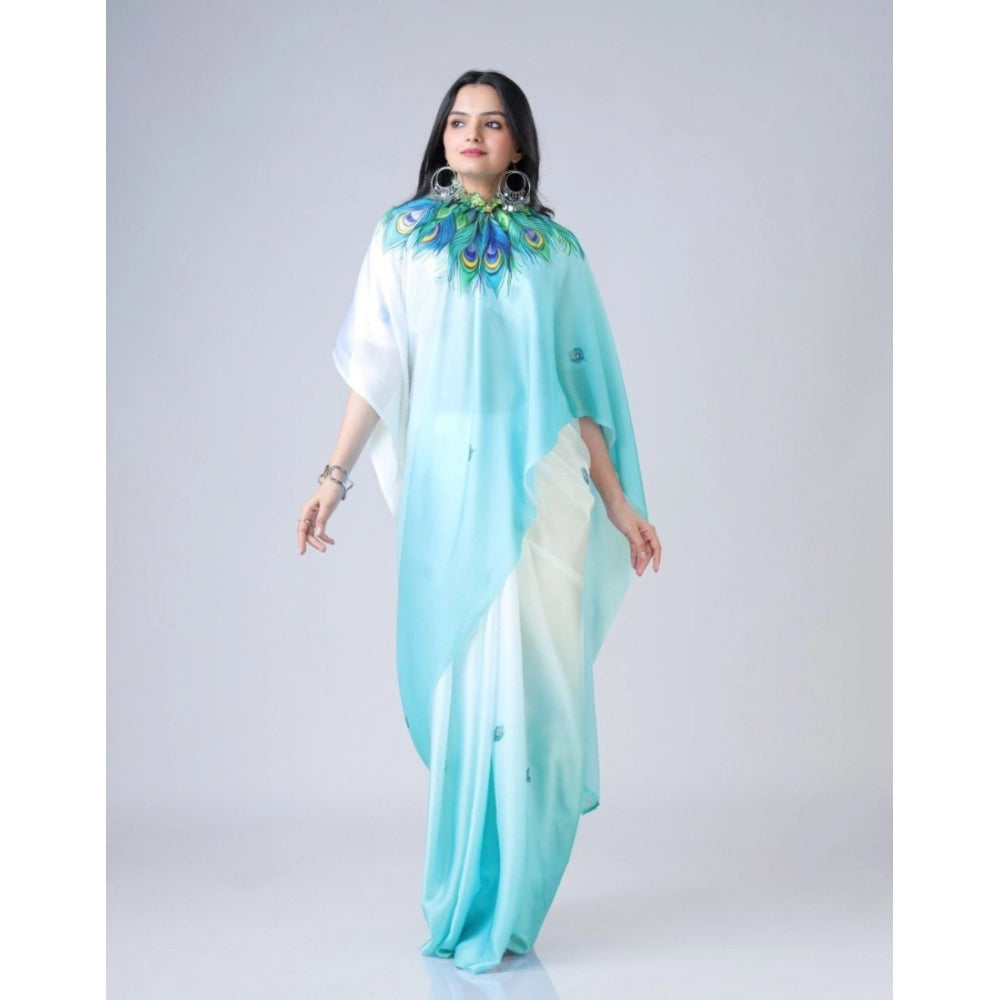 Women'S Soft Crepe Silk Printed Ready To Wear Saree With Unsti