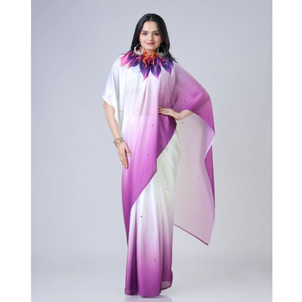 Women'S Soft Crepe Silk Printed Ready To Wear Saree With Unsti