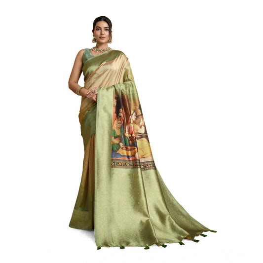 Women'S Silk Printed Saree With Unstitched Blouse 5.5Mtr (Mehe