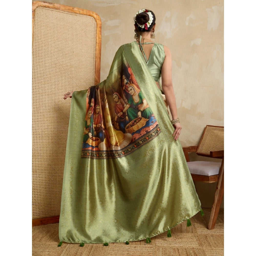 Women'S Silk Printed Saree With Unstitched Blouse 5.5Mtr (Mehe