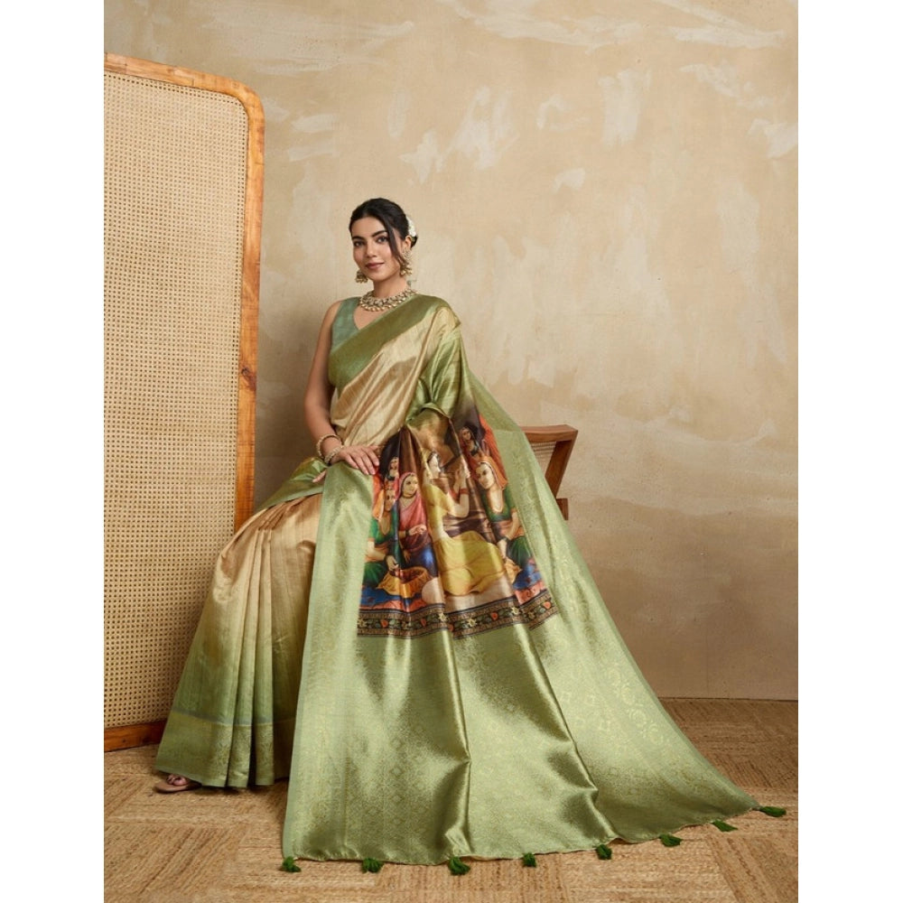 Women'S Silk Printed Saree With Unstitched Blouse 5.5Mtr (Mehe