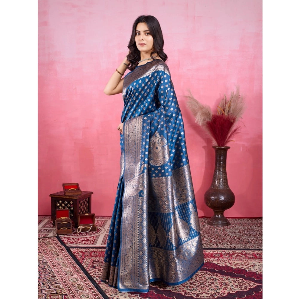 Women's Banarasi Silk Printed Saree With Unstitched Blouse 5.5Mtr (Pinch) - VANSHELLE