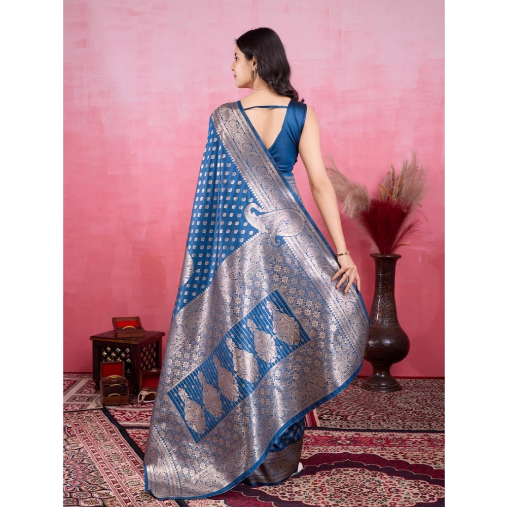 Women's Banarasi Silk Printed Saree With Unstitched Blouse 5.5Mtr (Pinch) - VANSHELLE