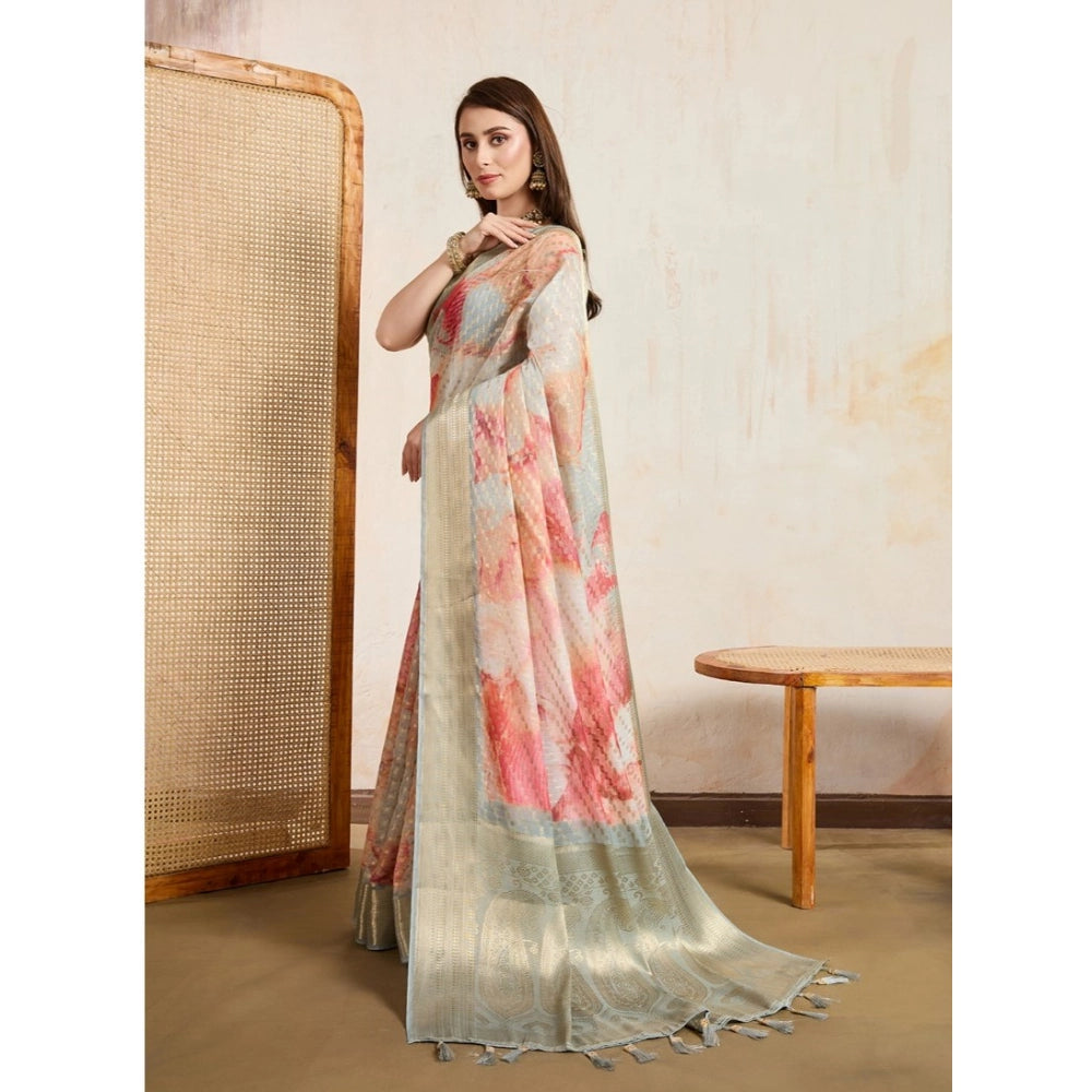 Women'S Viscose Printed Saree With Unstitched Blouse 5.5Mtr (C
