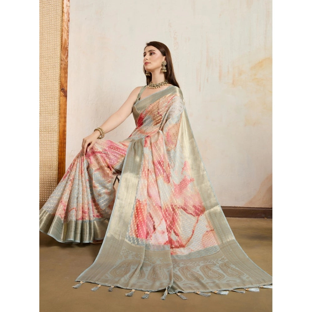 Women'S Viscose Printed Saree With Unstitched Blouse 5.5Mtr (C