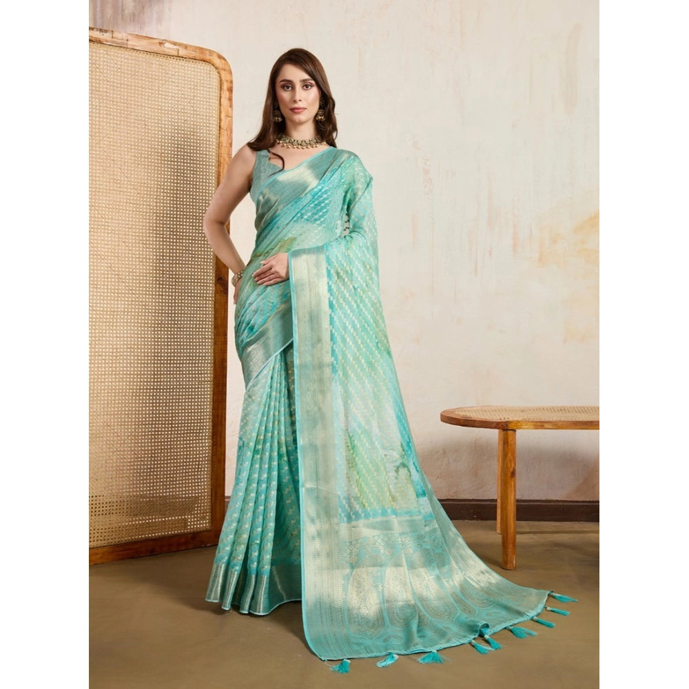 Women'S Viscose Printed Saree With Unstitched Blouse 5.5Mtr (G