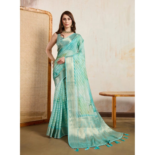 Women'S Viscose Printed Saree With Unstitched Blouse 5.5Mtr (G