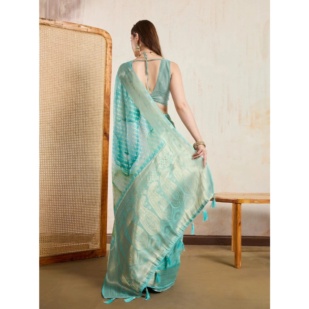 Women'S Viscose Printed Saree With Unstitched Blouse 5.5Mtr (G