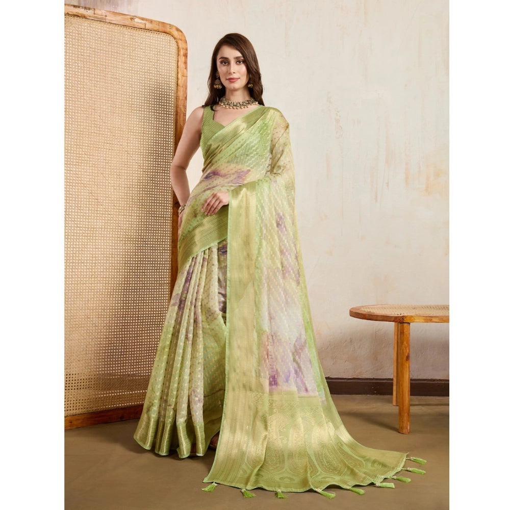 Women'S Viscose Printed Saree With Unstitched Blouse 5.5Mtr (L