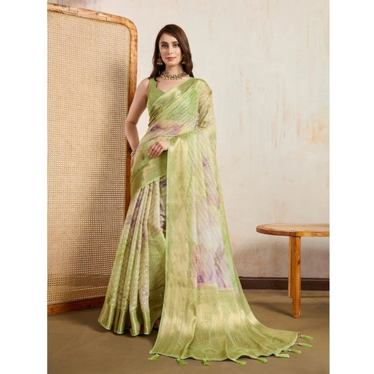 Women'S Viscose Printed Saree With Unstitched Blouse 5.5Mtr (L